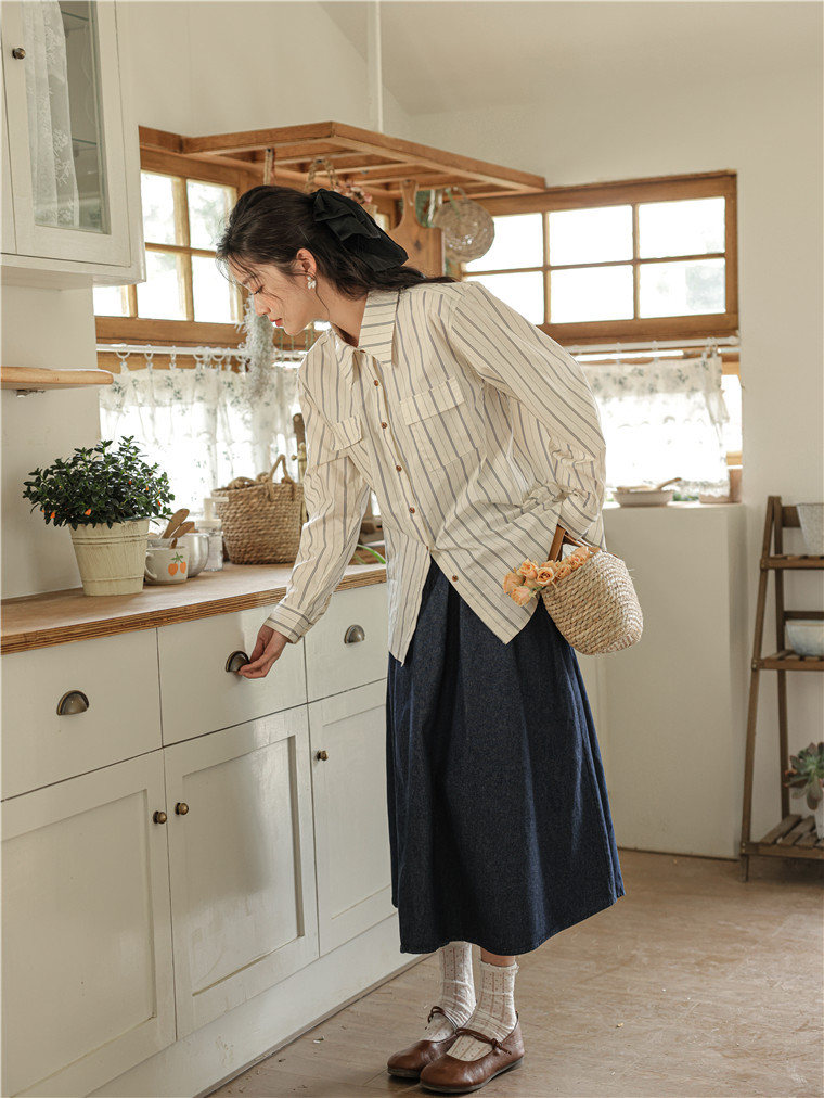 Classic A-Line Denim Midi Skirt 显瘦A字大摆牛仔半身裙*2色