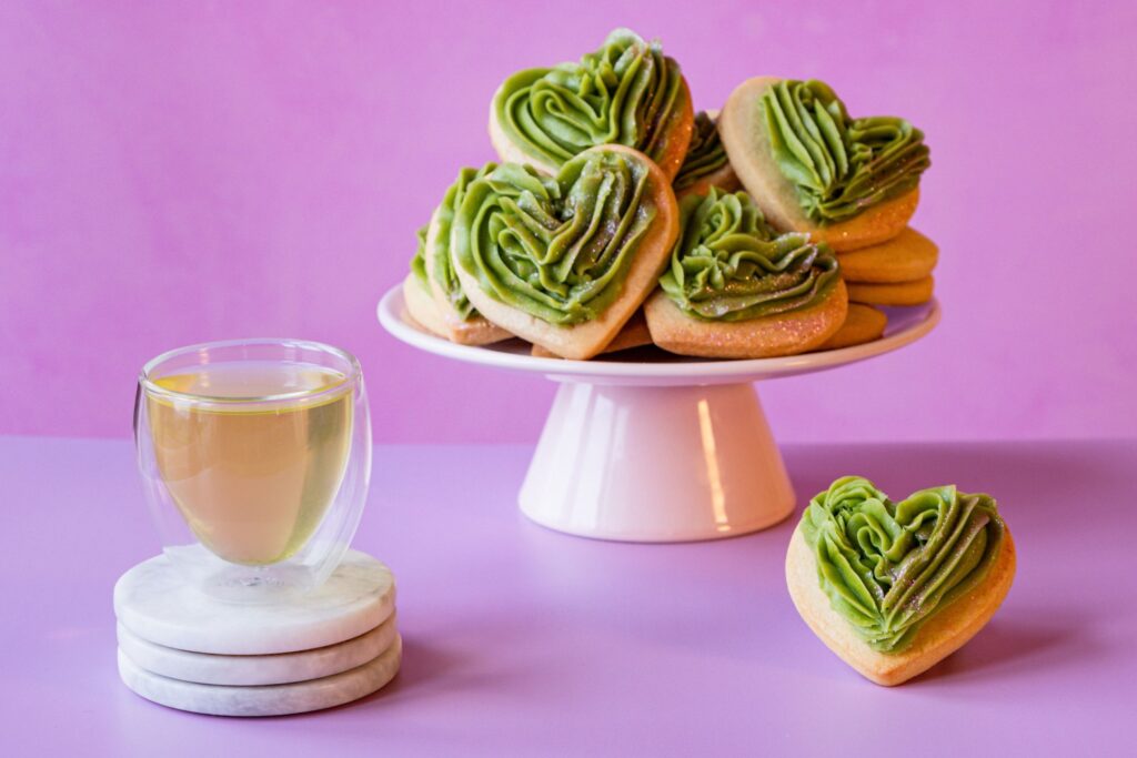 Matcha Love Heart Cookies for Valentines Day