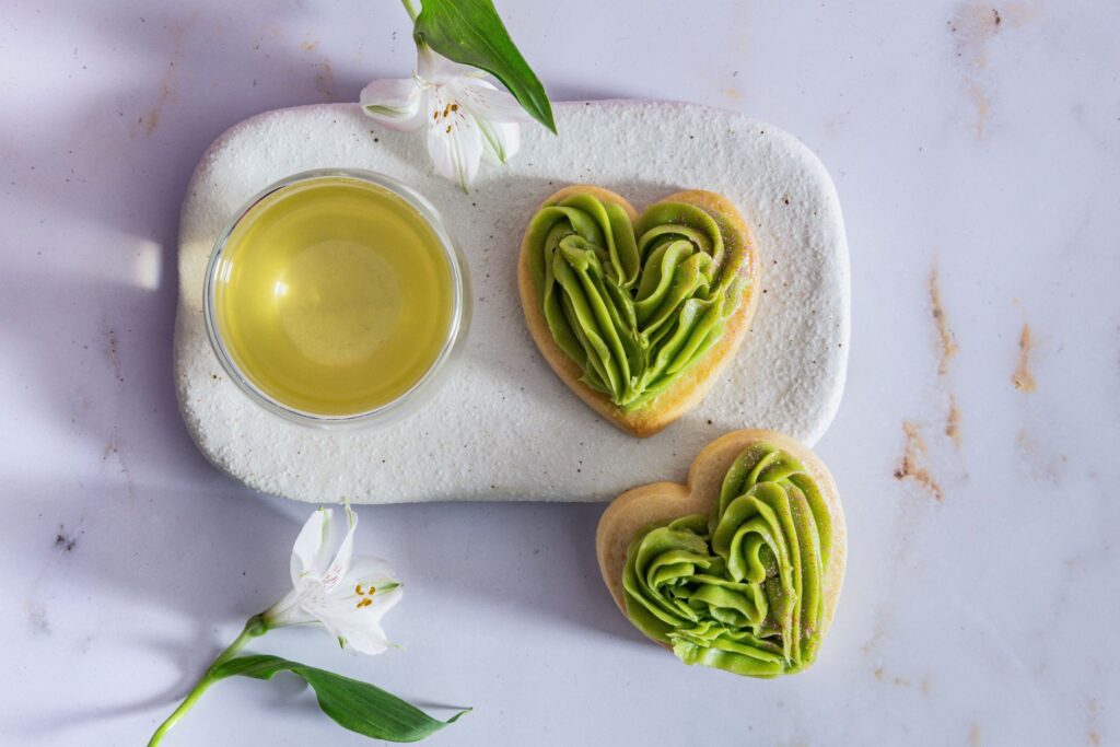 Matcha Love Heart Cookies for Valentines Day