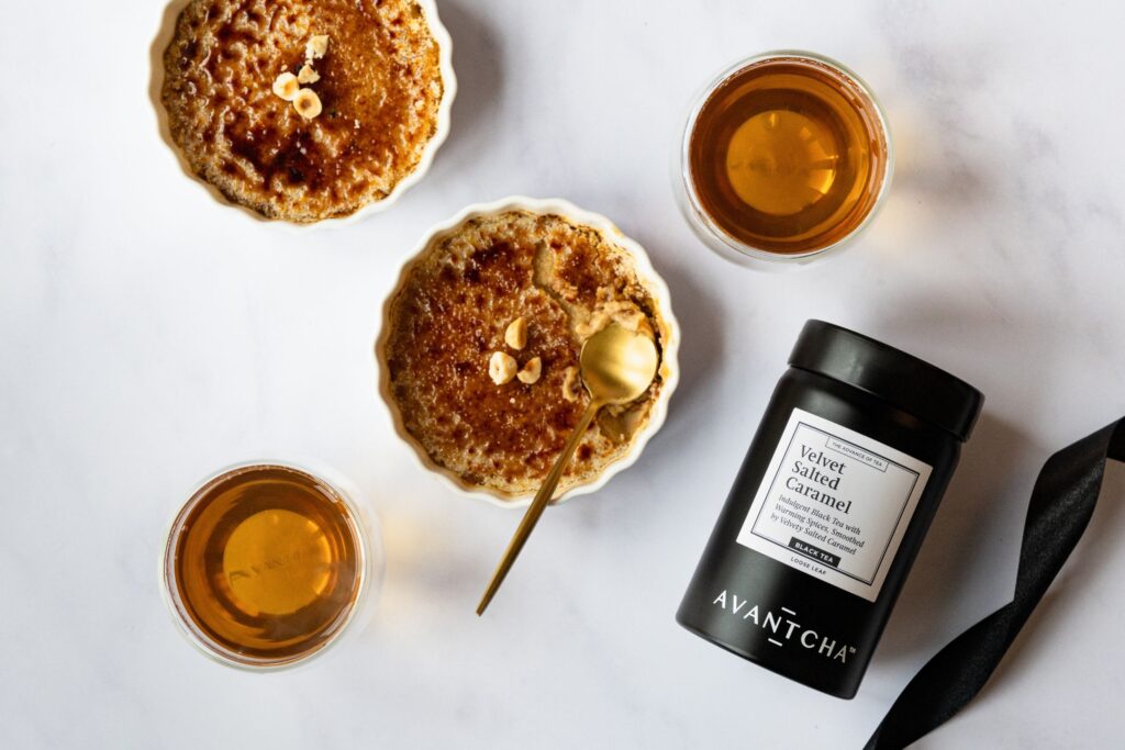 Hazelnut Praline Cr&egrave;me Br&ucirc;l&eacute;e made with AVANTCHA Velveted Salted Caramel