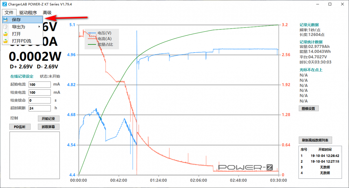 ChargerLAB POWER-Z KT001使用小技巧：上位机监控数据导出和导入-POWER-Z
