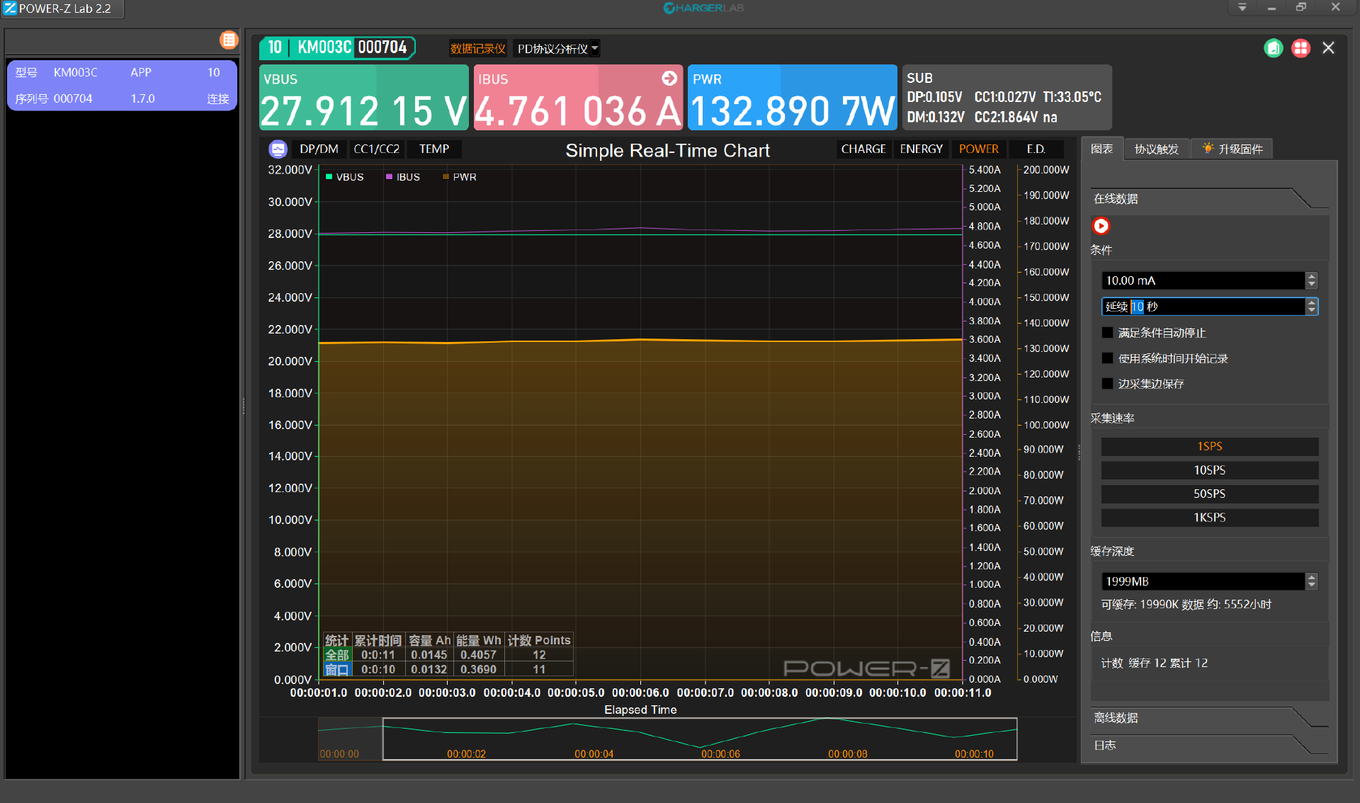 POWER-Z KM003C PD3.1测试仪上位机记录及数据保存教程-POWER-Z