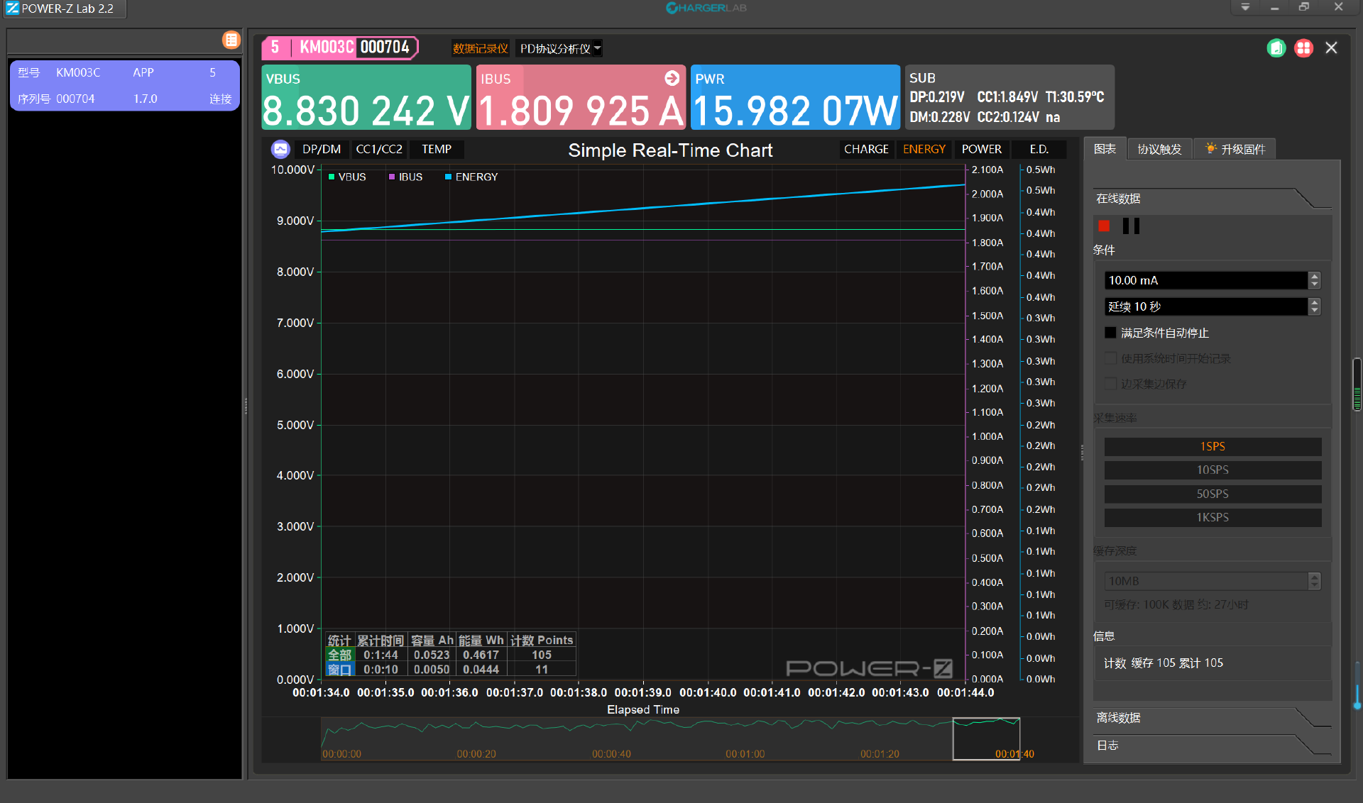 POWER-Z KM003C PD3.1测试仪上位机记录及数据保存教程-POWER-Z