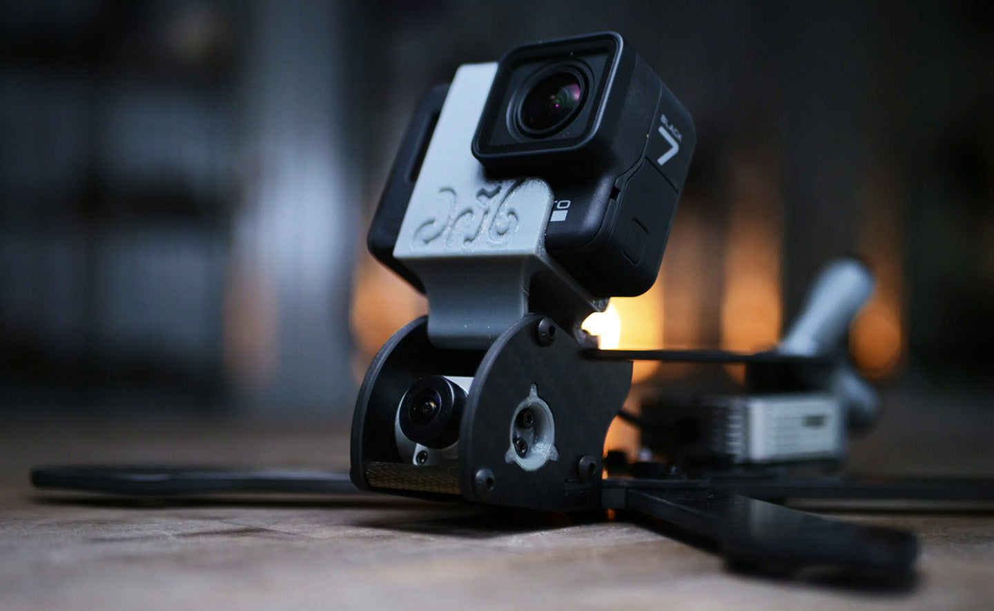 A Skyeliner HD Frame Showing the DJI camera and the GoPro Mount.