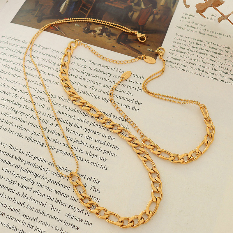 Link Chain Splicing Metallic Sphere Necklace & Bracelet Set
