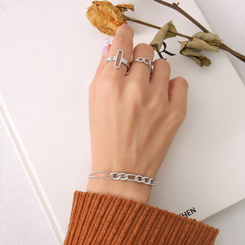 Link Chain Splicing Metallic Sphere Necklace & Bracelet Set