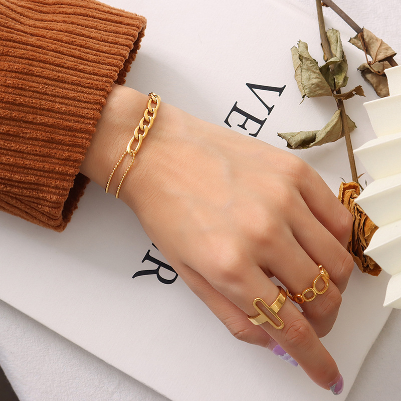 Link Chain Splicing Metallic Sphere Necklace & Bracelet Set