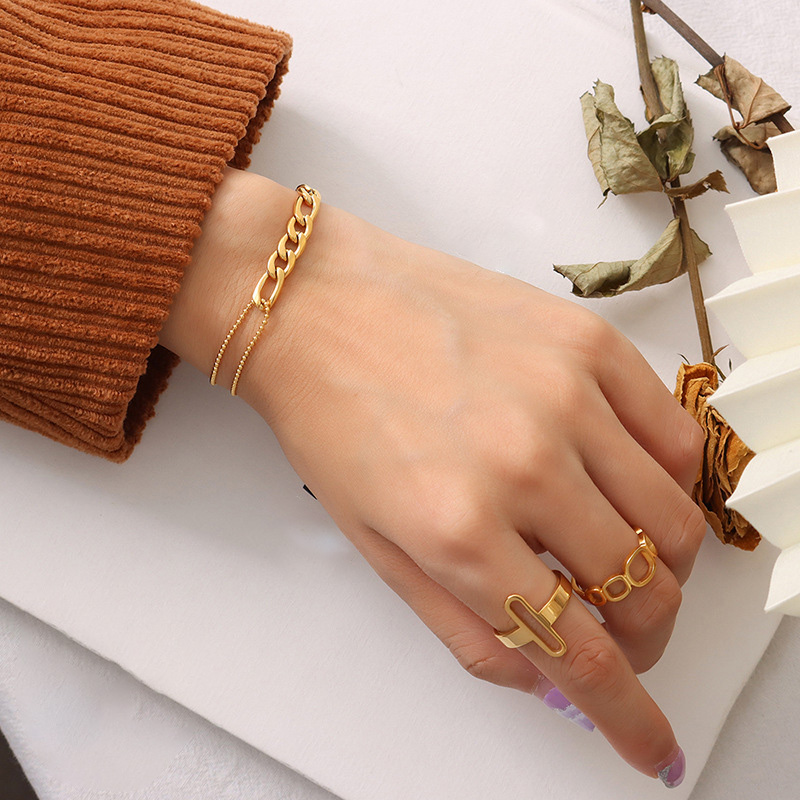 Link Chain Splicing Metallic Sphere Necklace & Bracelet Set