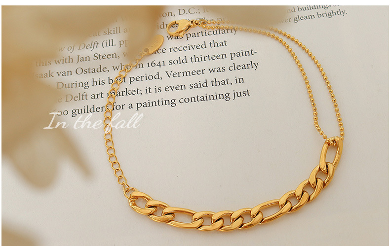 Link Chain Splicing Metallic Sphere Necklace & Bracelet Set