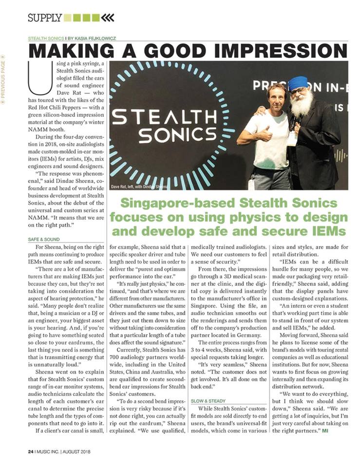 STEALTHSONICS TAKES IEM INDUSTRY BY STORM