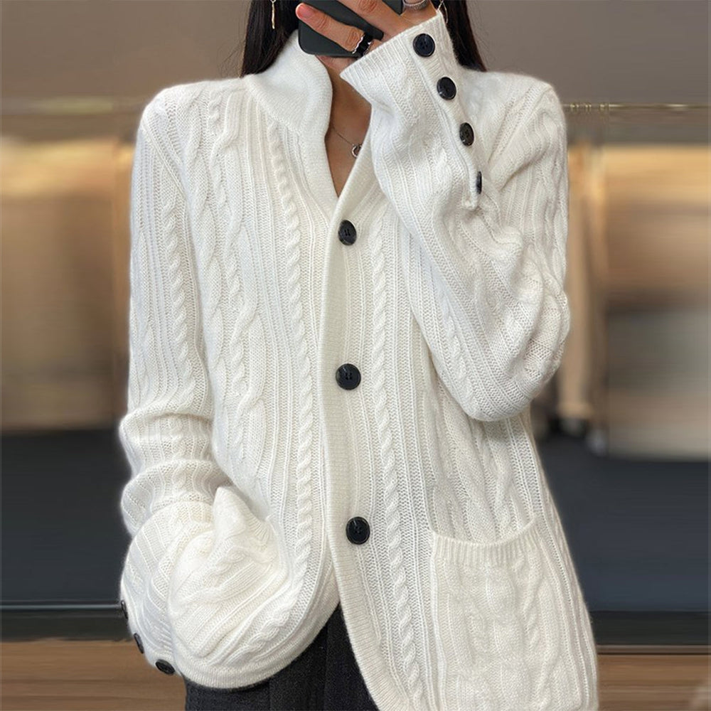 [Copy]White Button Front Pocket Sweater Cardigan