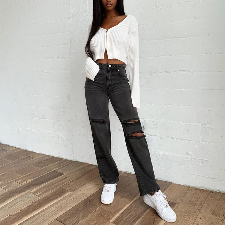 Black Classical High Waist Stretch Jeans
